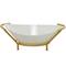 CosmoLiving by Cosmopolitan 25" White Glass Kitchen Serving Bowl with Gold Metal Stand
